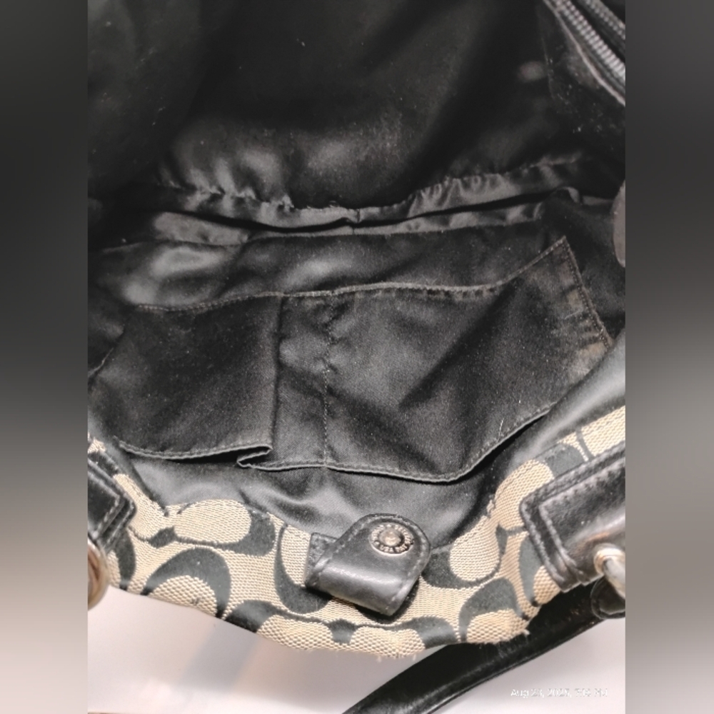 Coach Black and Tan Turn Lock Signature Tote Bag(12"W 8"H)Without Shoulder Strap - Picture 5 of 5